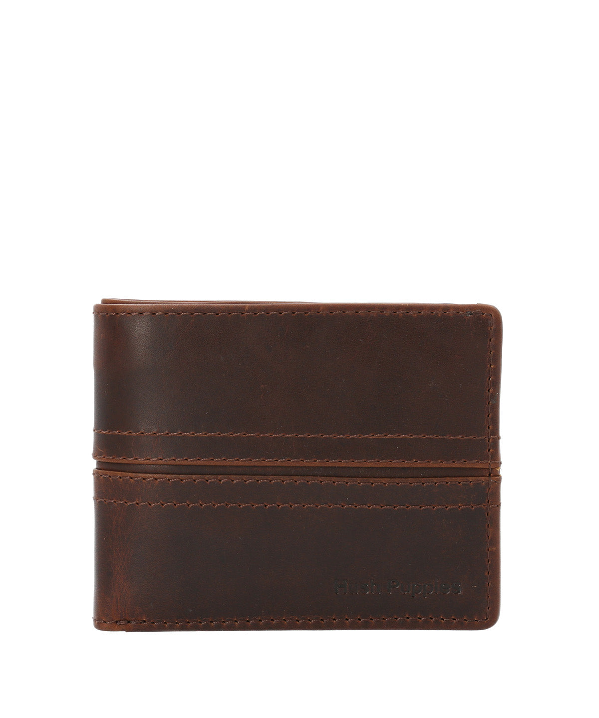 Billetera Cuero Hombre St Stitch Triple Café Hush Puppies