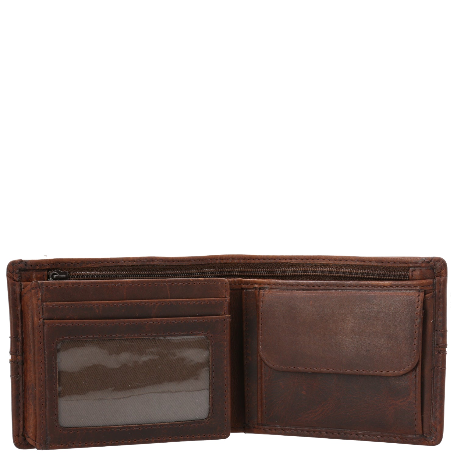 Billetera Cuero Hombre St Stitch Triple Café Hush Puppies | Hush Puppies