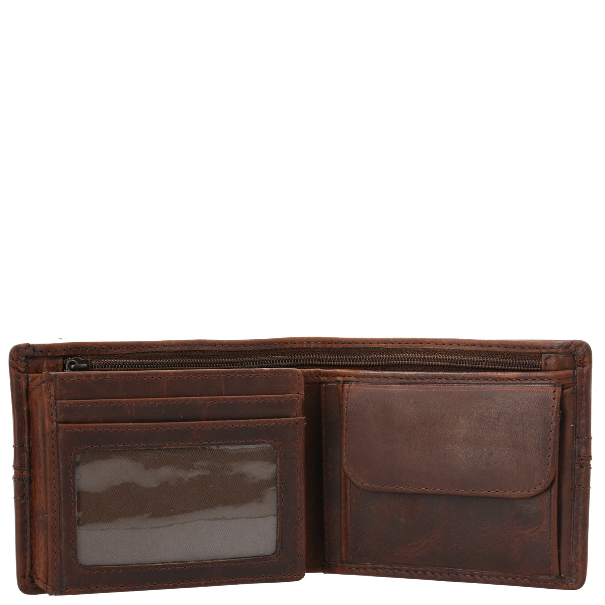 Billetera Cuero Hombre St Stitch Triple Café Hush Puppies | Hush Puppies