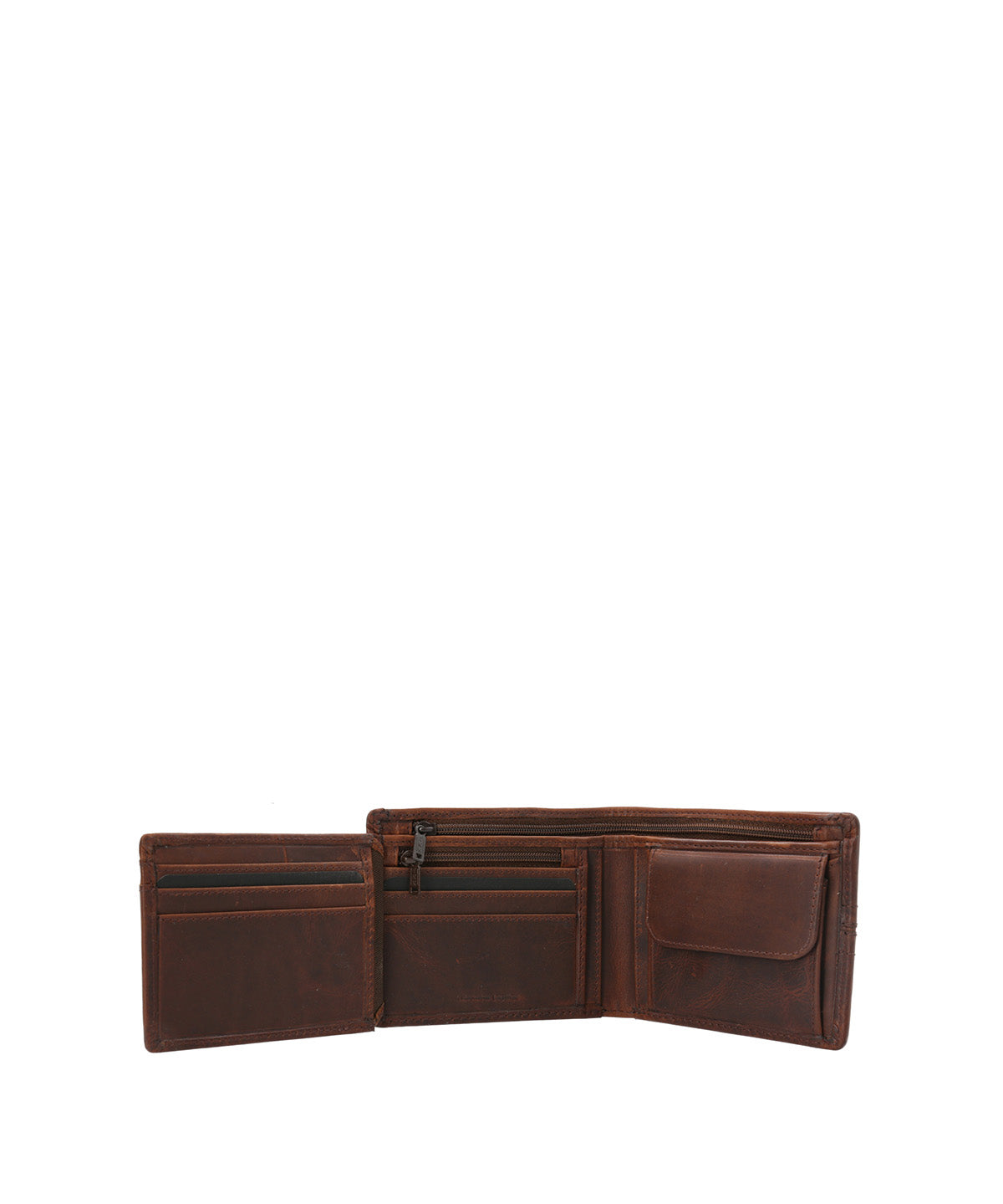 Billetera Cuero Hombre St Stitch Triple Café Hush Puppies