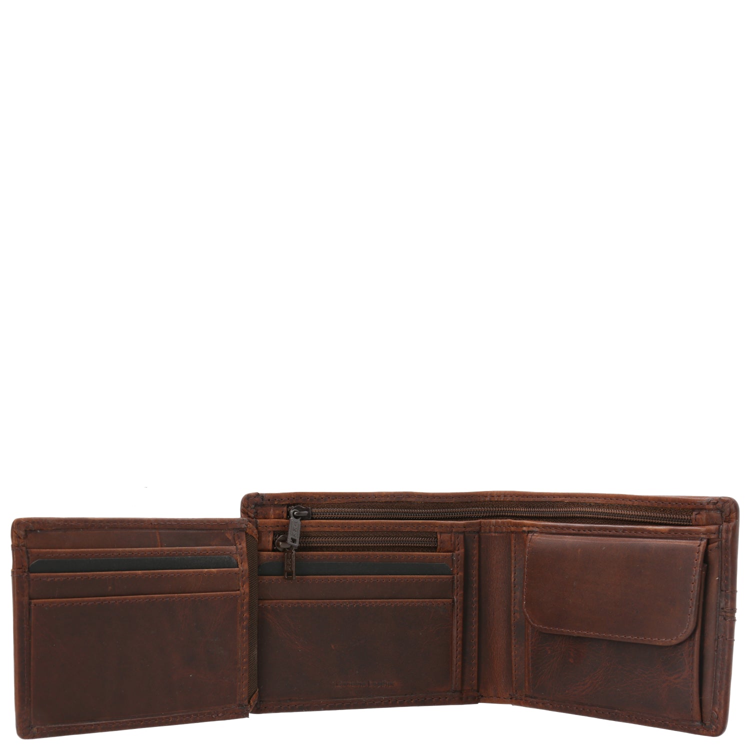 Billetera Cuero Hombre St Stitch Triple Café Hush Puppies | Hush Puppies