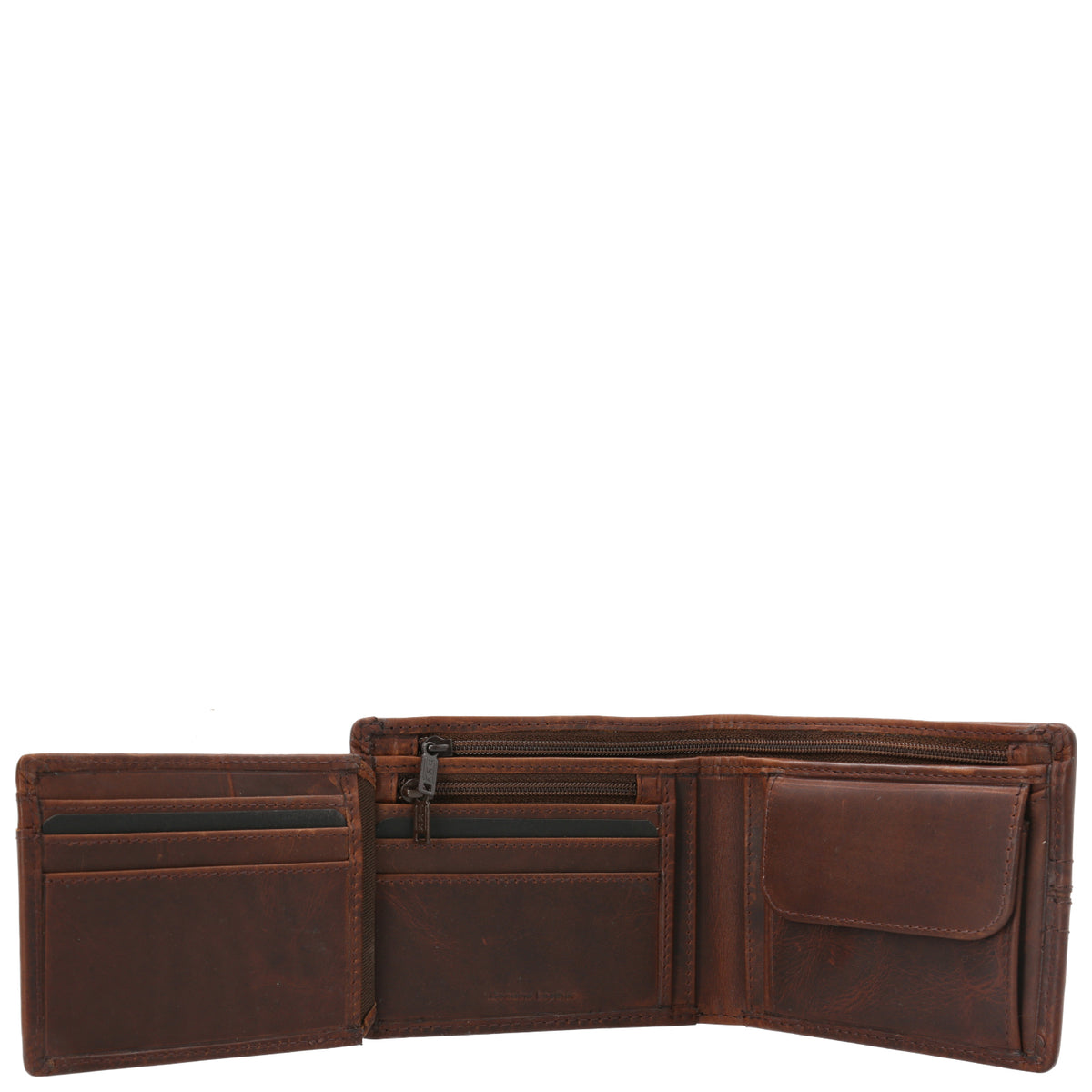 Billetera Cuero Hombre St Stitch Triple Café Hush Puppies | Hush Puppies