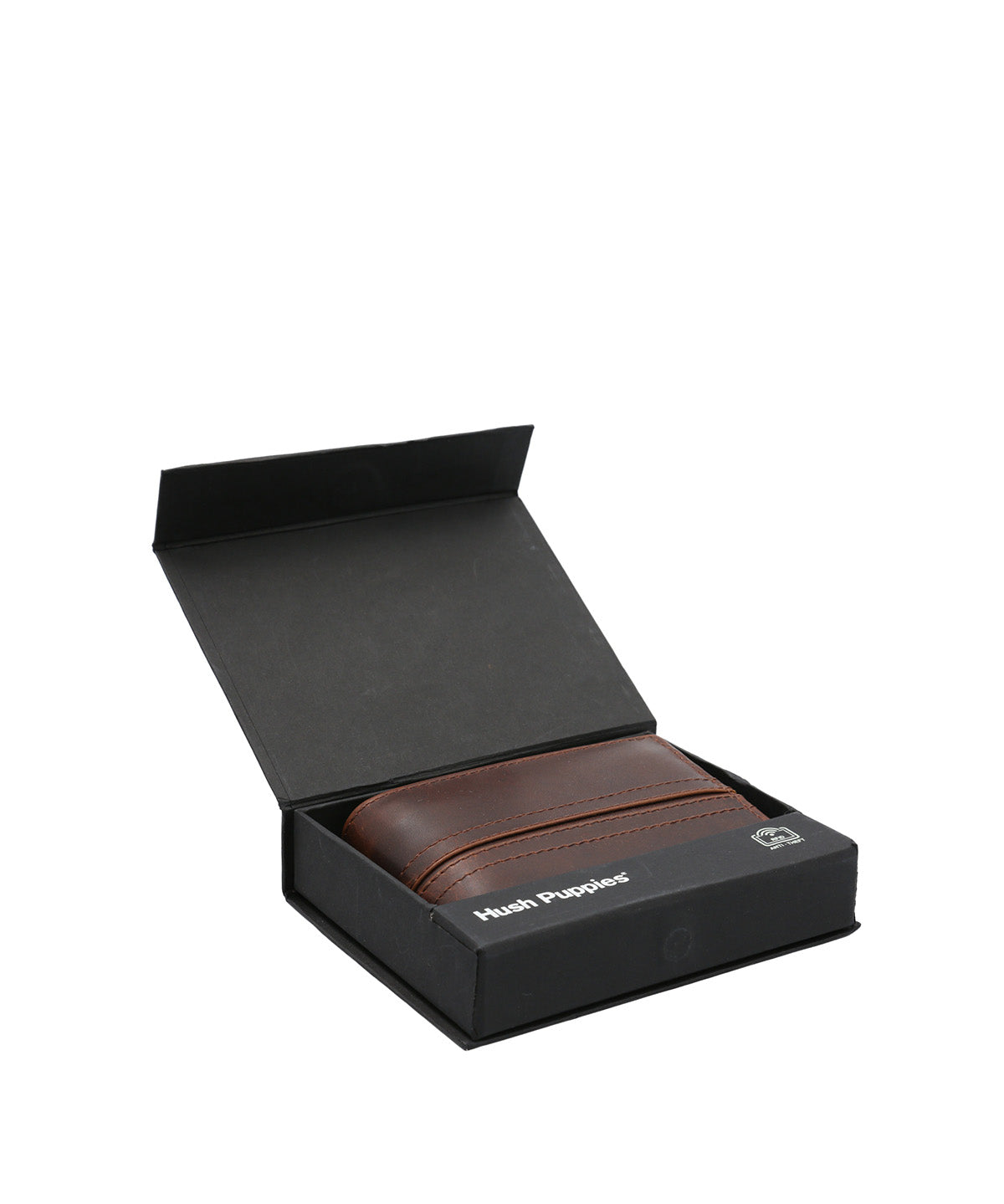 Billetera Cuero Hombre St Stitch Triple Café Hush Puppies