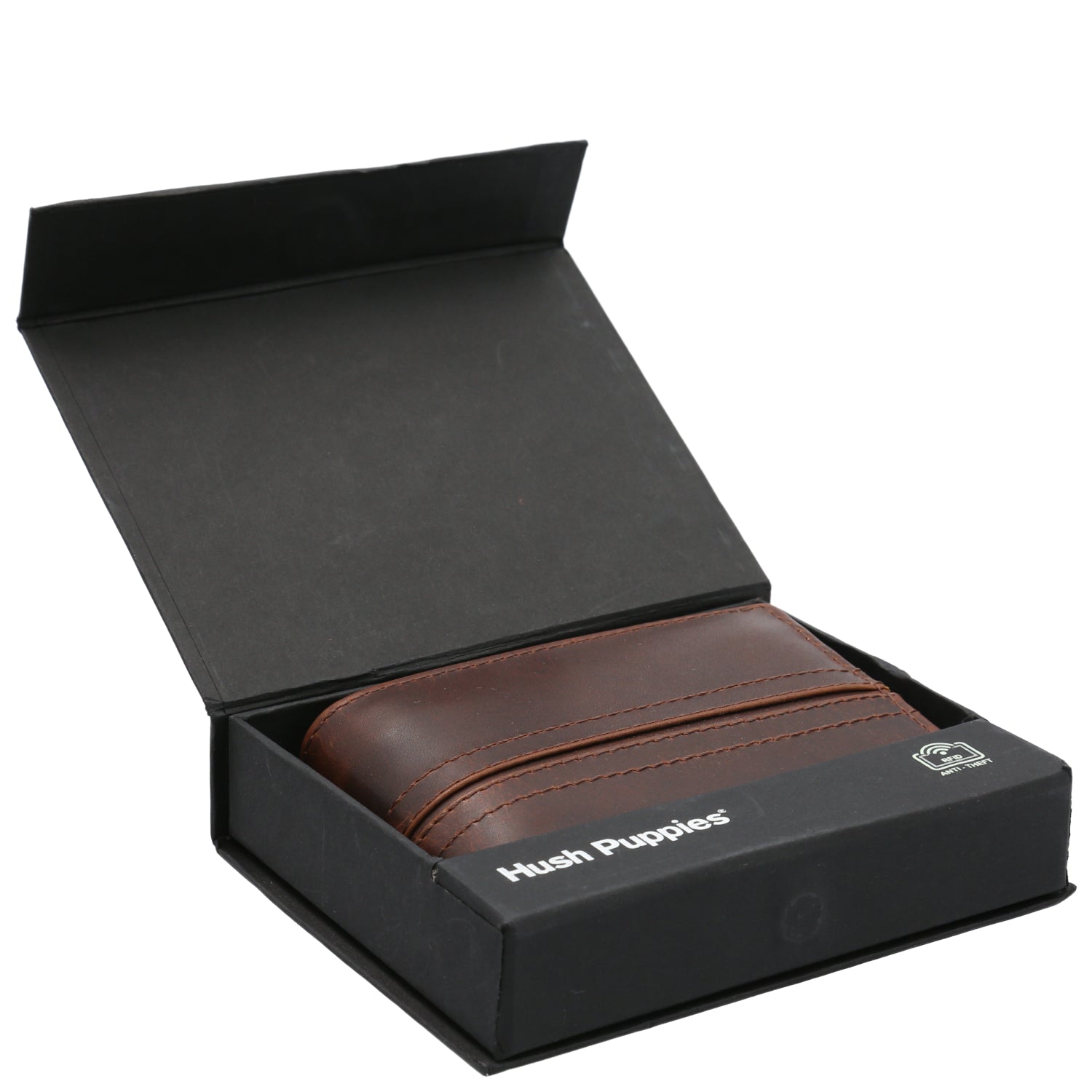 Billetera Cuero Hombre St Stitch Triple Café Hush Puppies | Hush Puppies