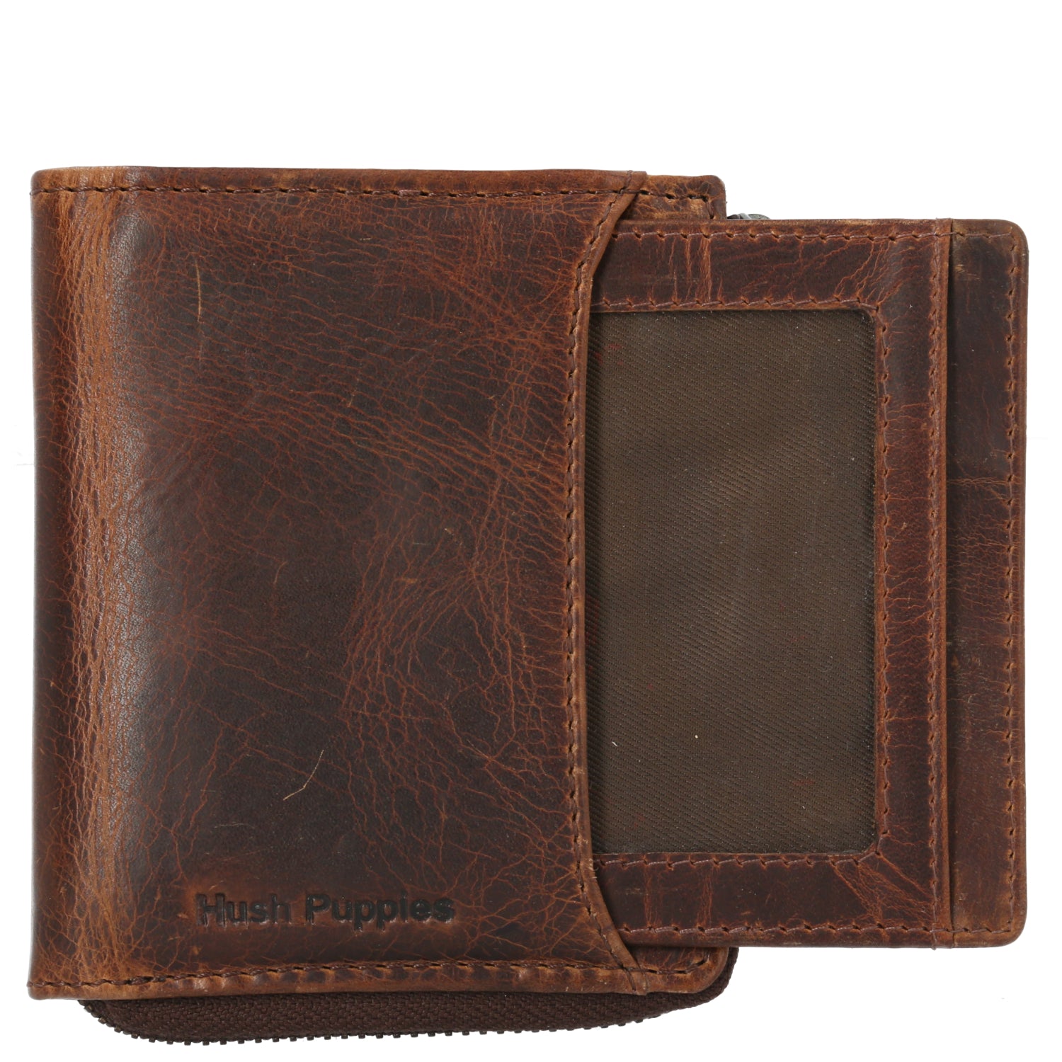 Billetera Cuero Hombre St Ethan Zip Café Hush Puppies