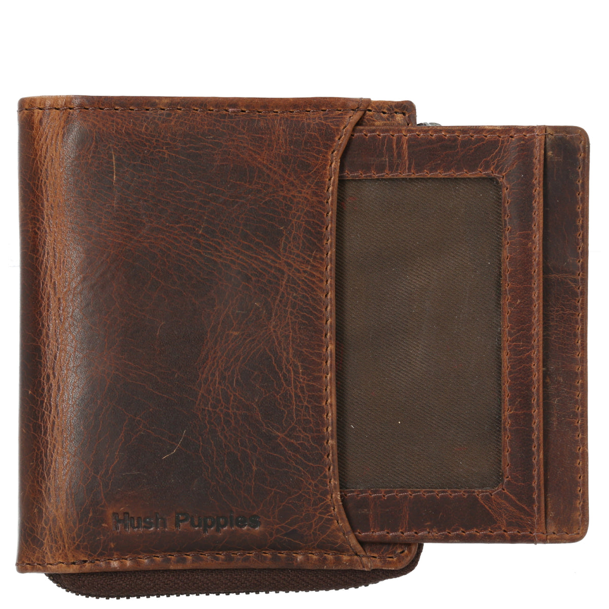 Billetera Cuero Hombre St Ethan Zip Café Hush Puppies | Hush Puppies