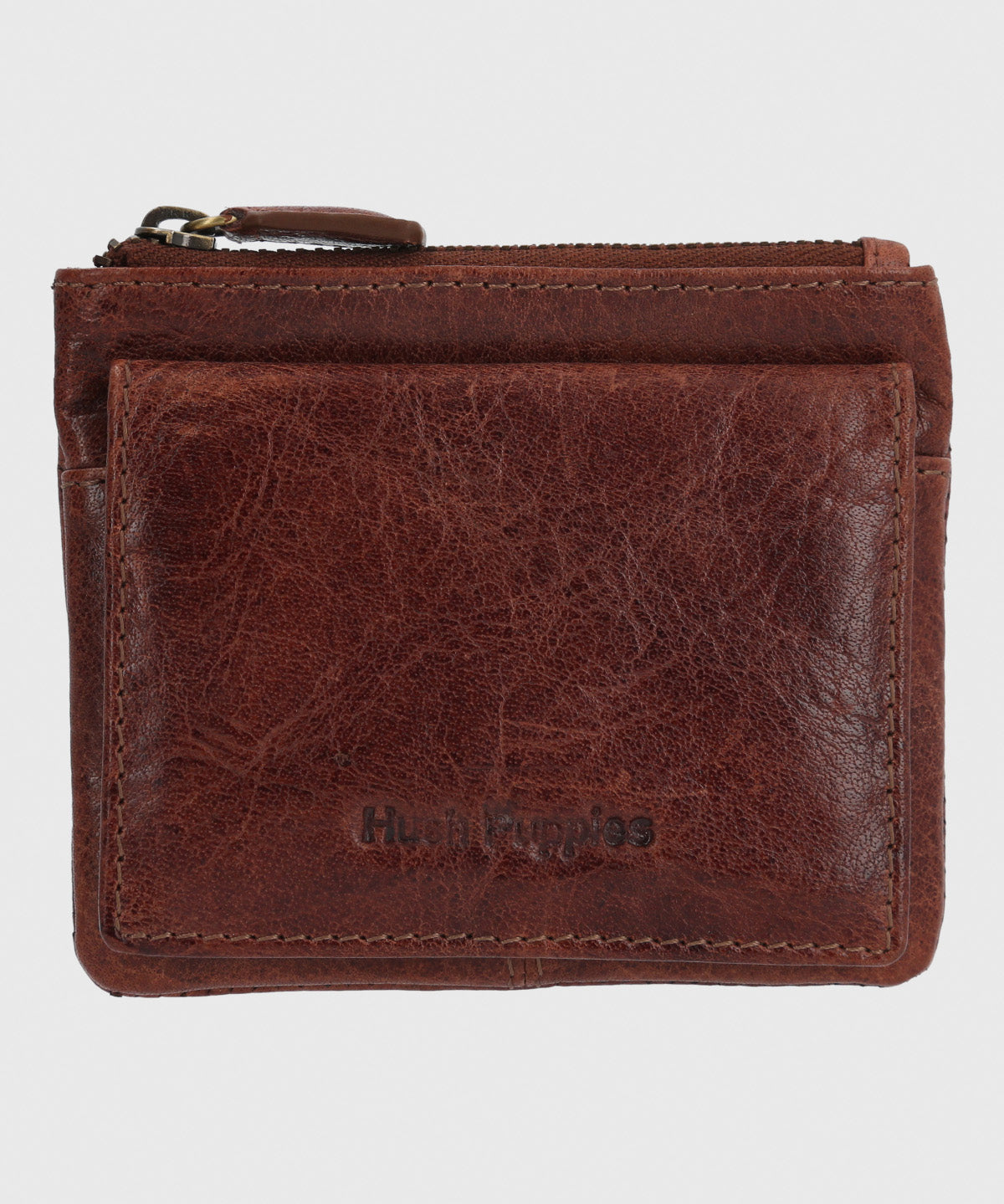 Billetera Cuero Hombre Vn Freeman Snap Café Hush Puppies