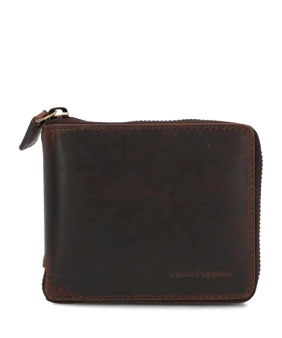 Billetera Cuero Hombre St Gray Zip Café Hush Puppies