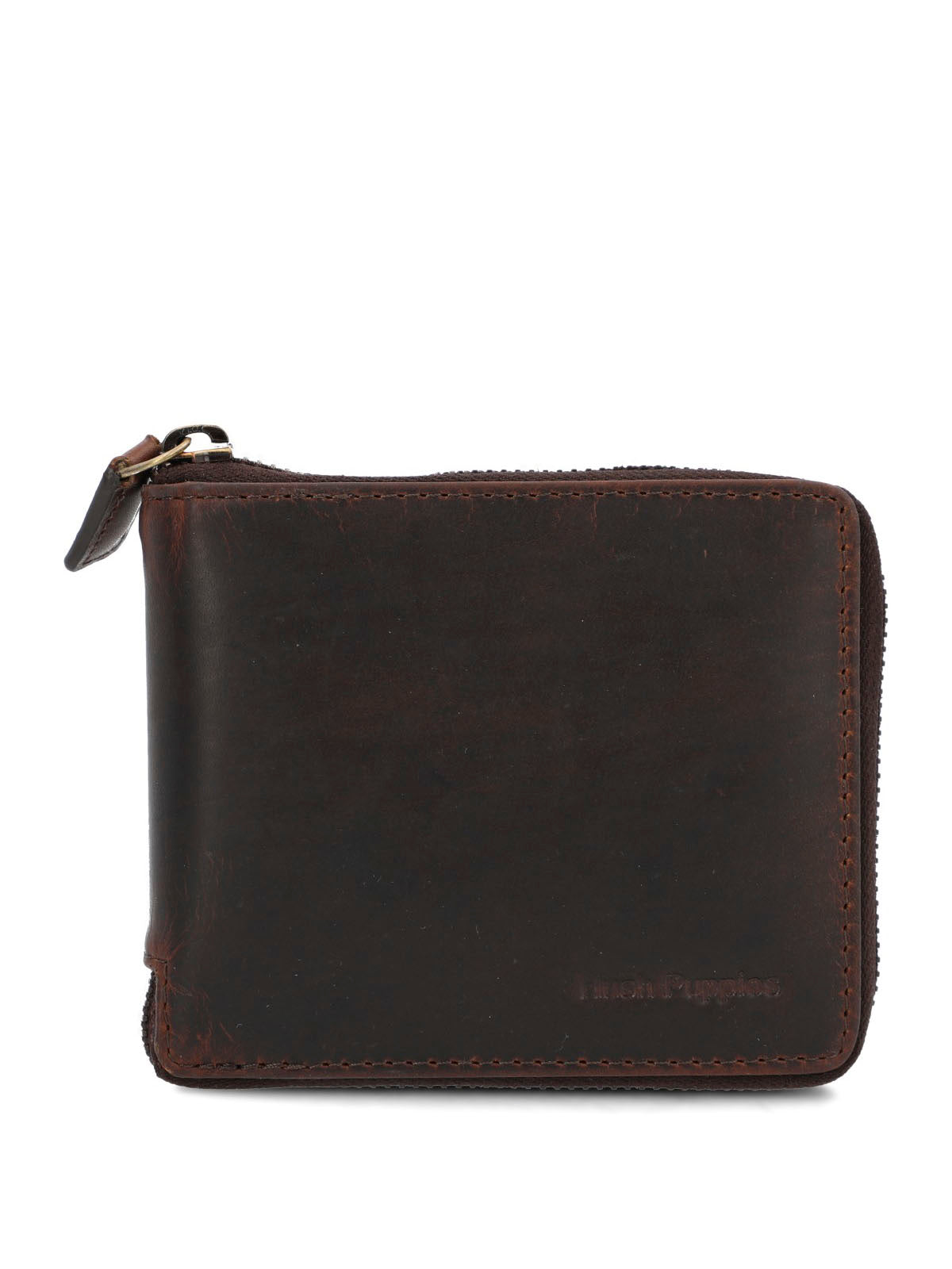 Billetera Cuero Hombre St Gray Zip Café Hush Puppies