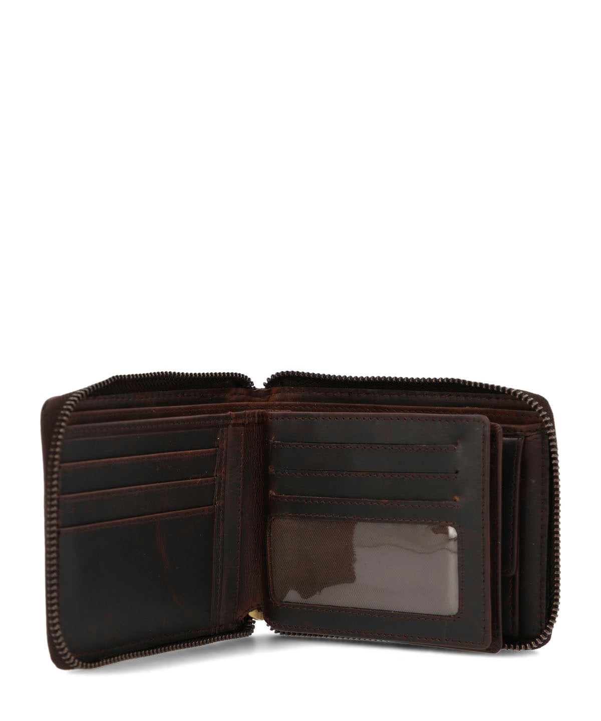 Billetera Cuero Hombre St Gray Zip Café Hush Puppies