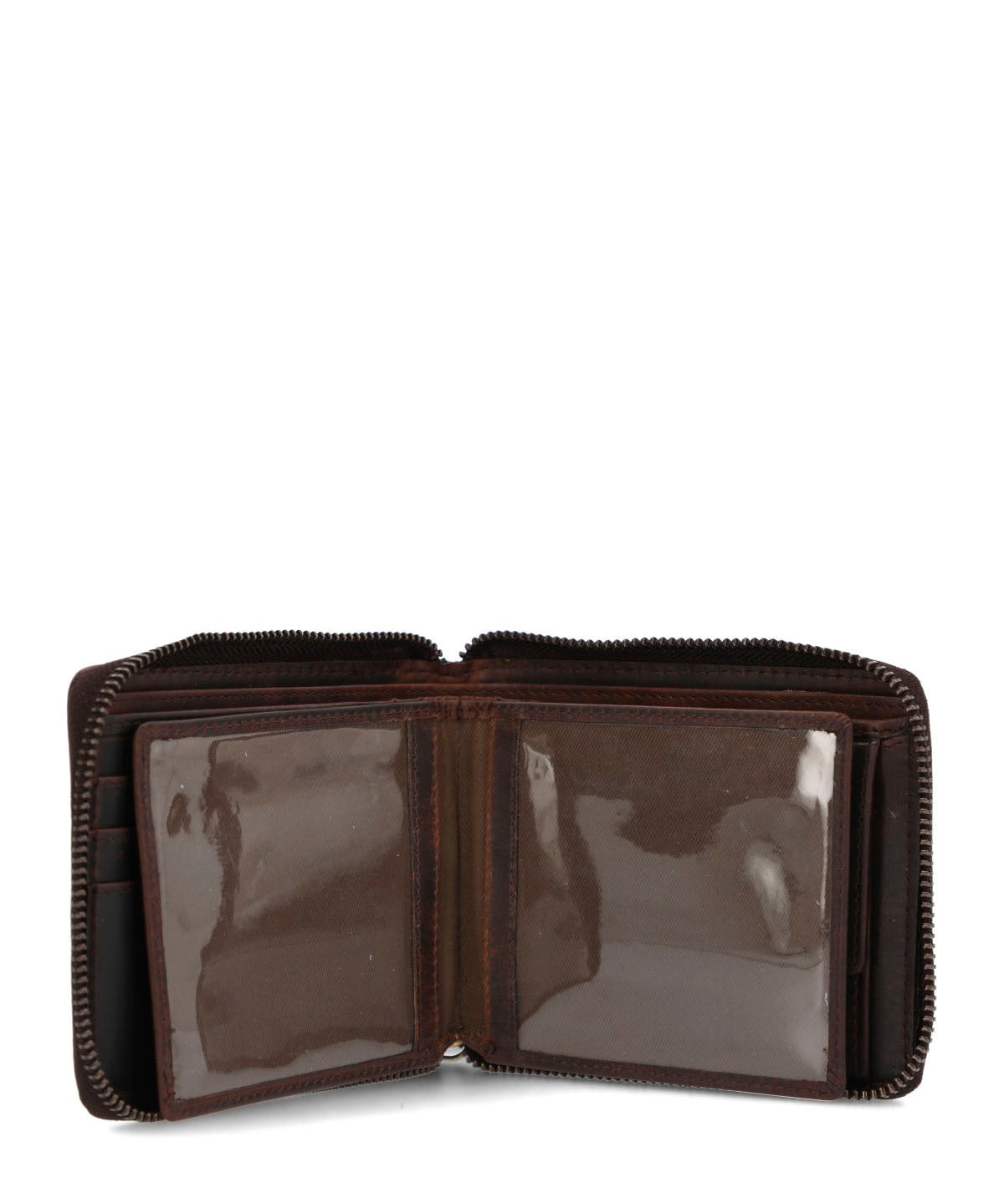 Billetera Cuero Hombre St Gray Zip Café Hush Puppies