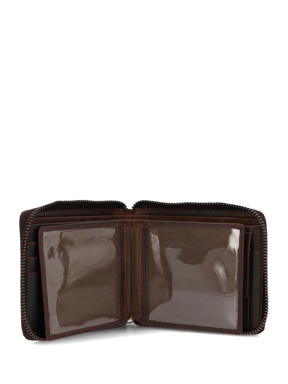 Billetera Cuero Hombre St Gray Zip Café Hush Puppies