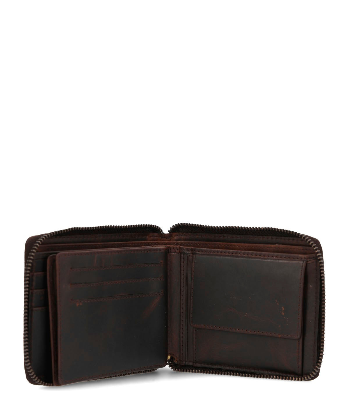 Billetera Cuero Hombre St Gray Zip Café Hush Puppies