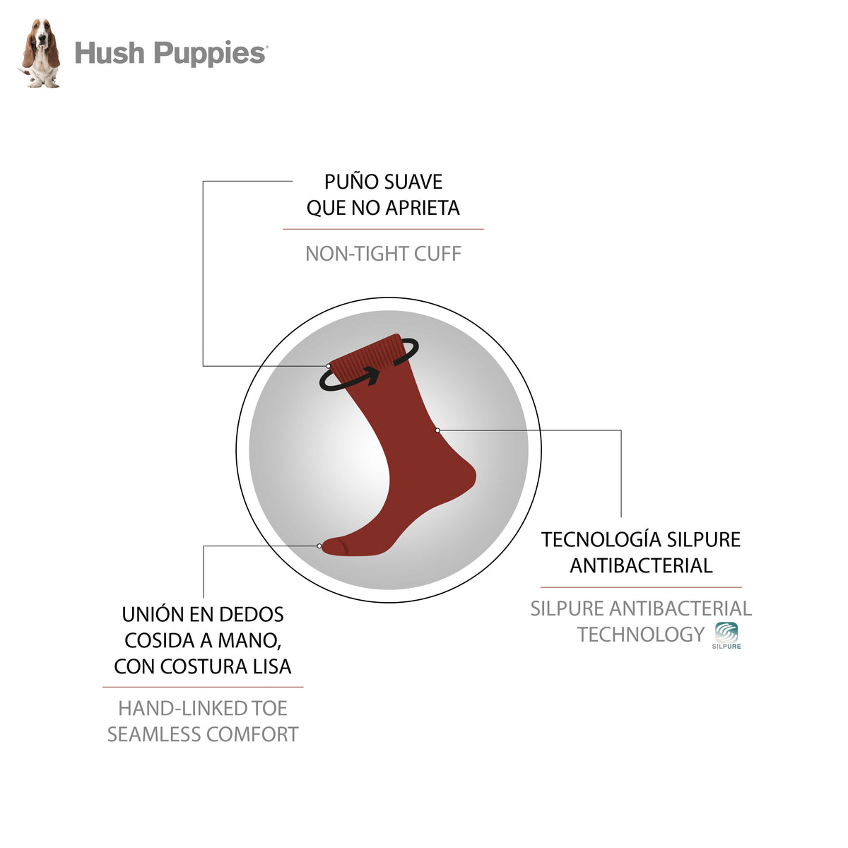 Calcetín Hombre Co Nontight Broadrib | Hush Puppies