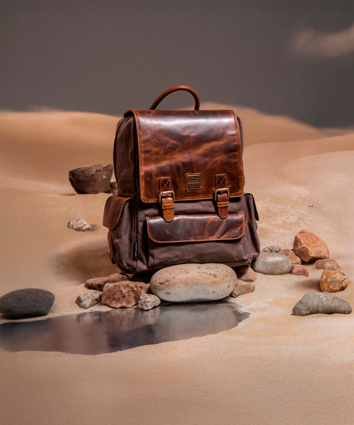 Mochila Canvas Engrasado Y Cuero Hombre Sw Rebel Resist Back Café Hush Puppies | Hush Puppies