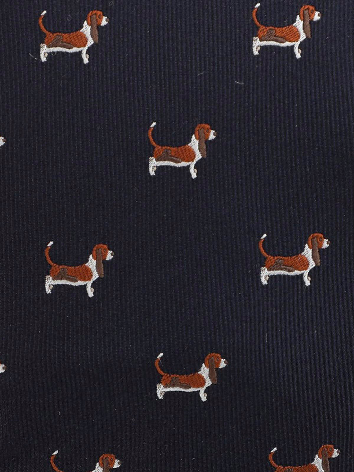 Corbata Seda Hombre Hp Tie Basset Azul Hush Puppies