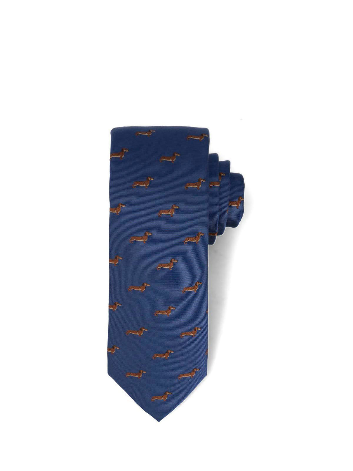 Corbata Seda Hombre Hp Tie Dachshund Azul Hush Puppies
