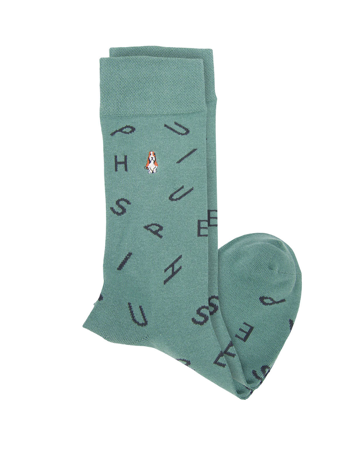 Calcetin Algodón Hombre C Cuff Letter Verde Hush Puppies