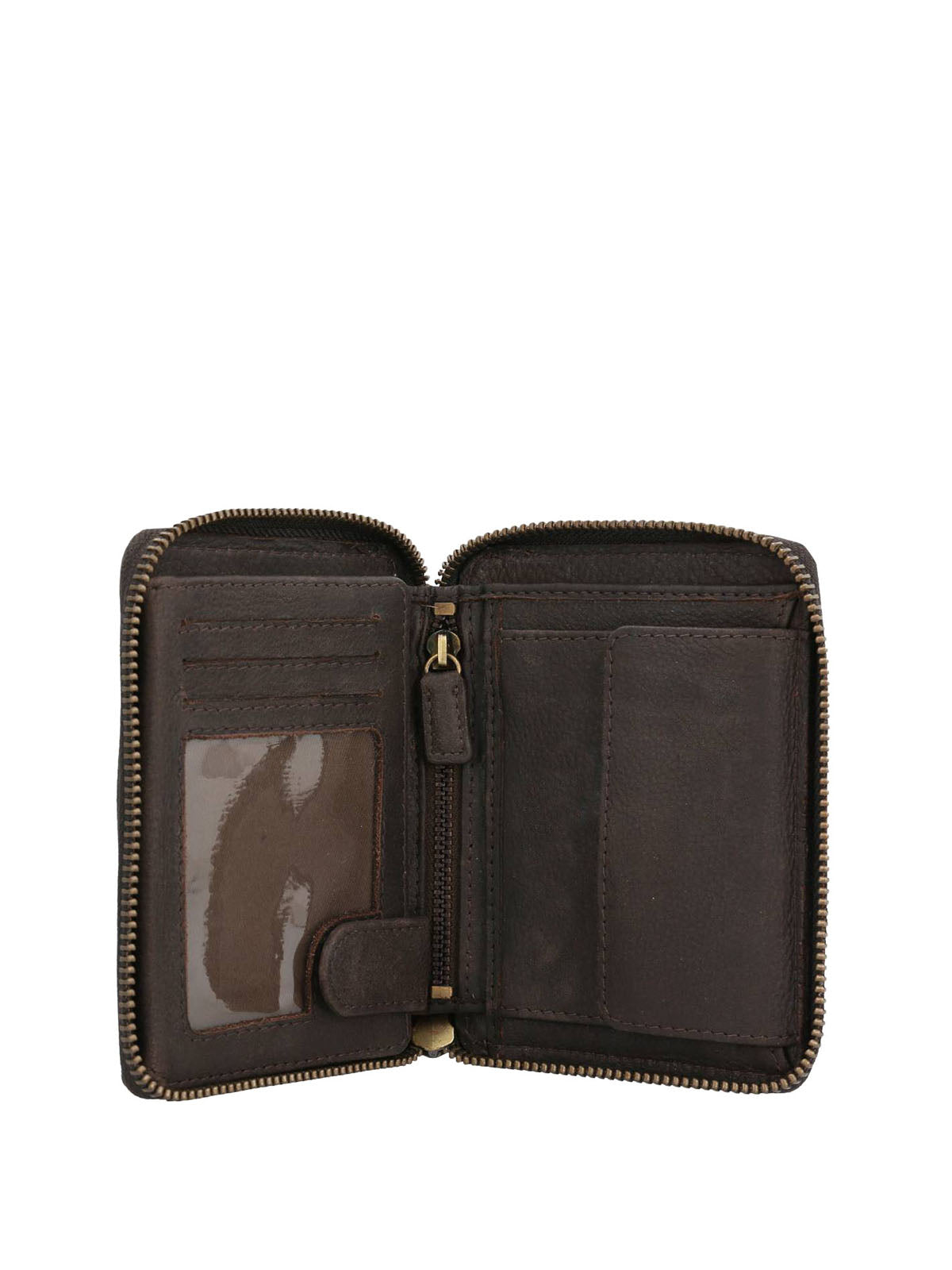 Billetera Cuero Mujer Th Mackay Zip Café Hush Puppies