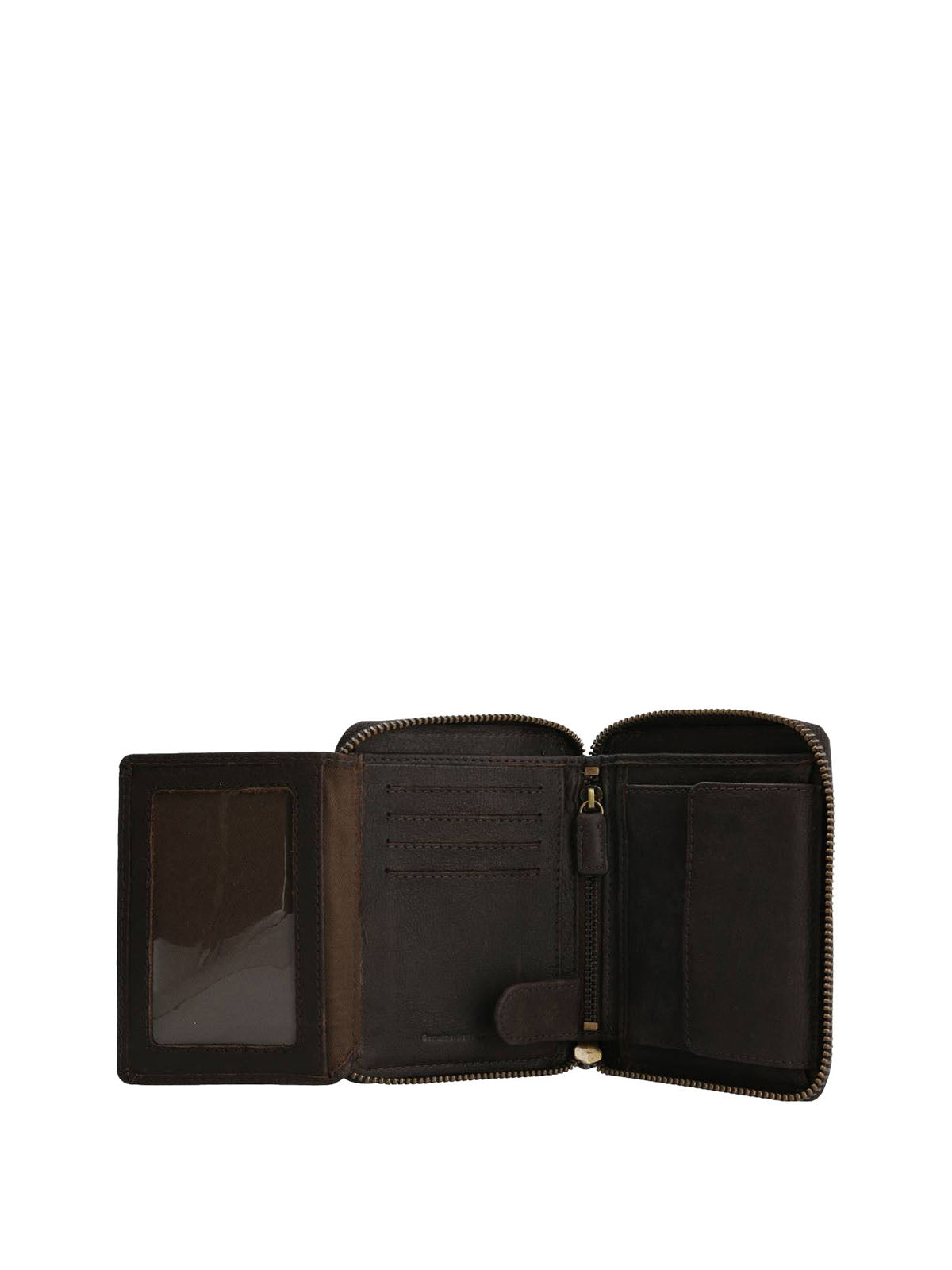 Billetera Cuero Mujer Th Mackay Zip Café Hush Puppies