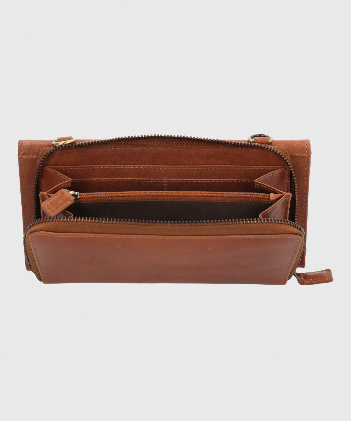 Billetera Cuero Mujer Om Farrow Strap Café Hush Puppies