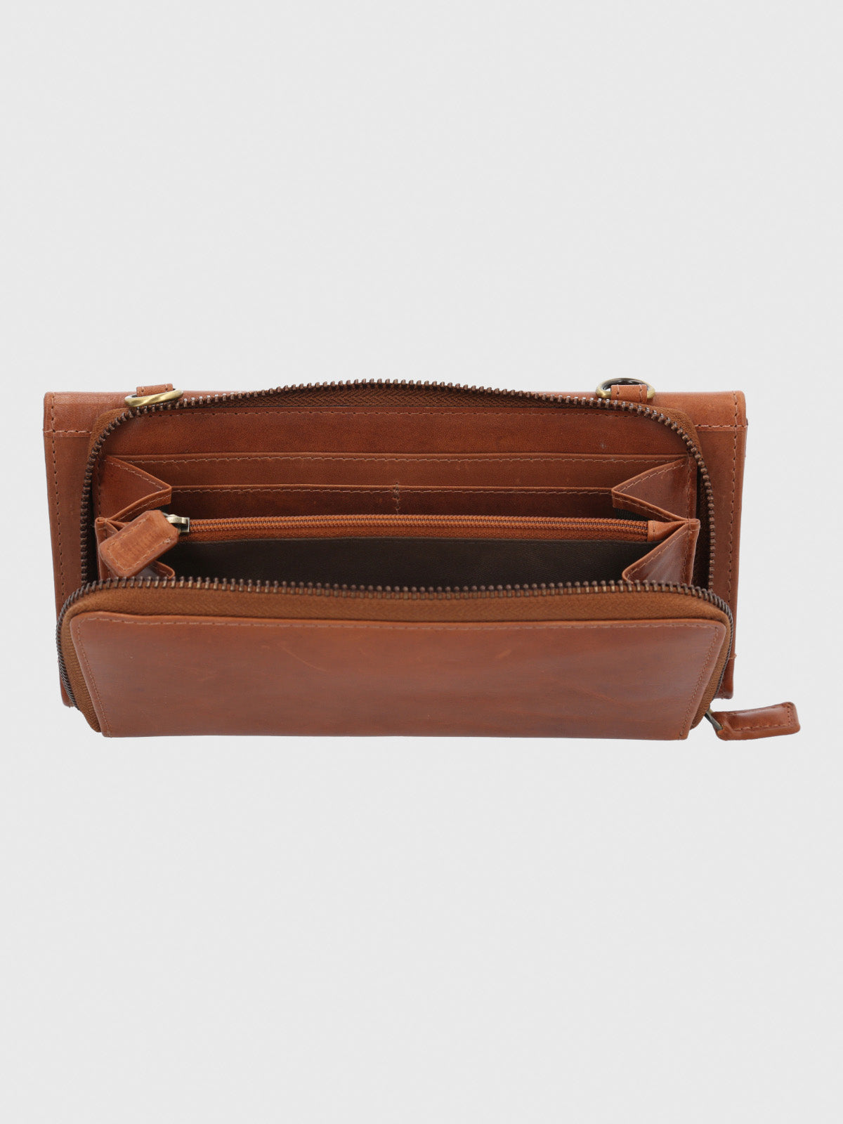 Billetera Cuero Mujer Om Farrow Strap Café Hush Puppies