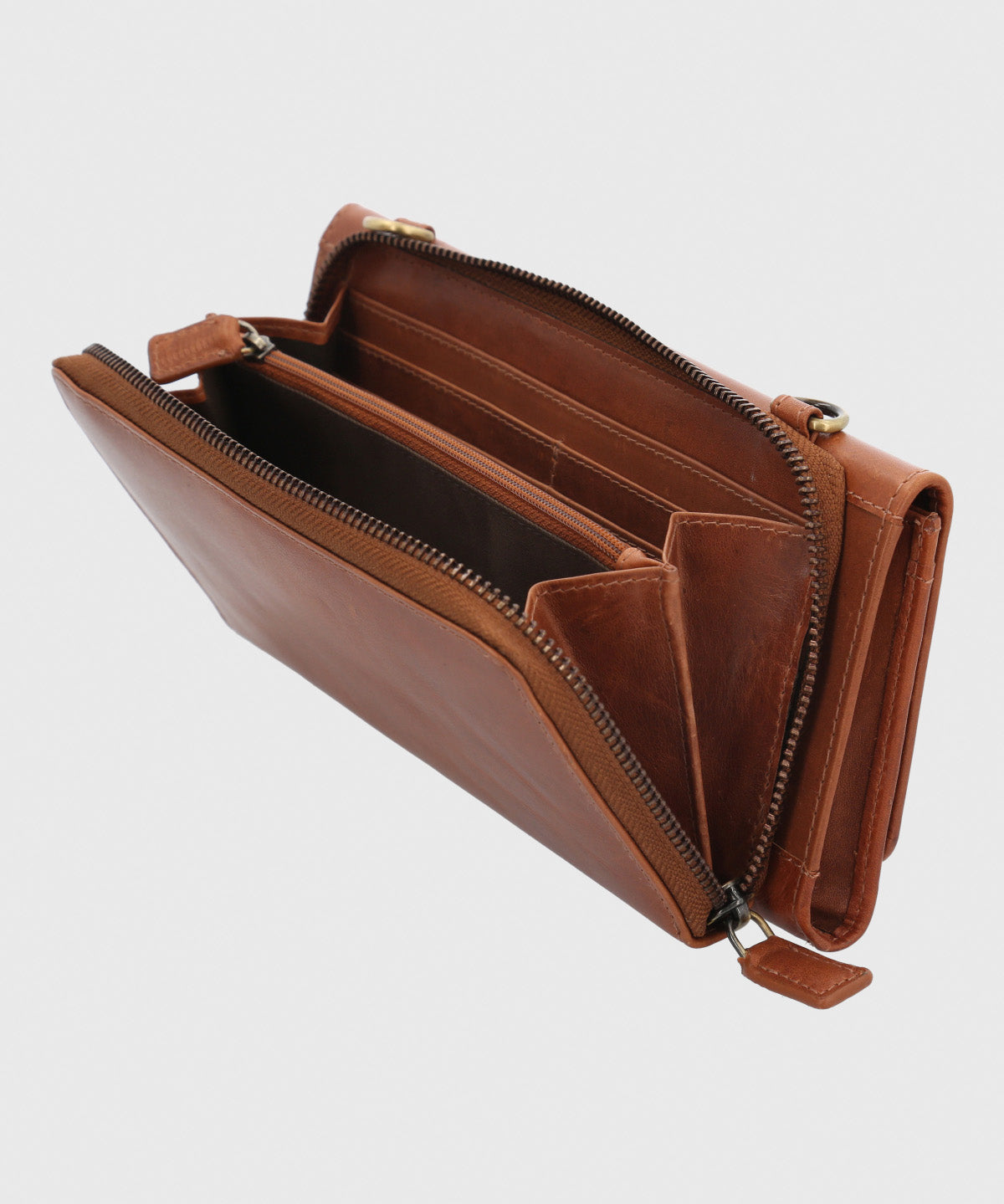 Billetera Cuero Mujer Om Farrow Strap Café Hush Puppies