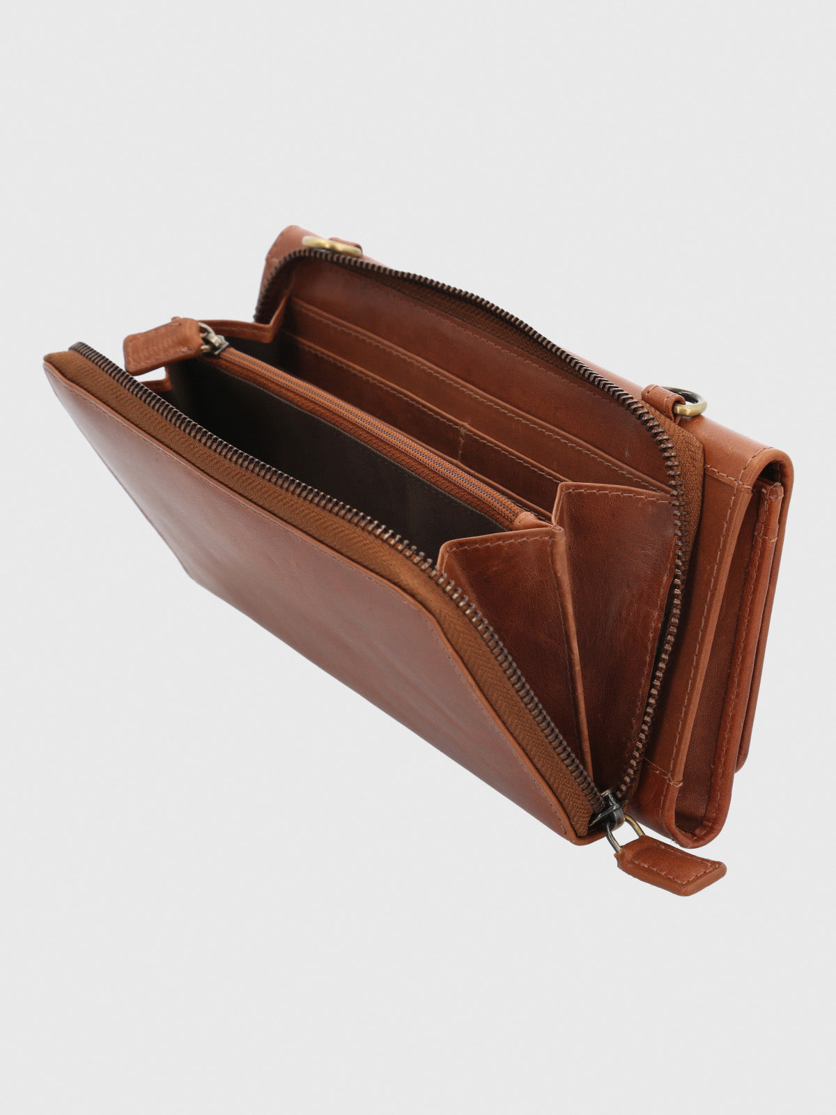 Billetera Cuero Mujer Om Farrow Strap Café Hush Puppies