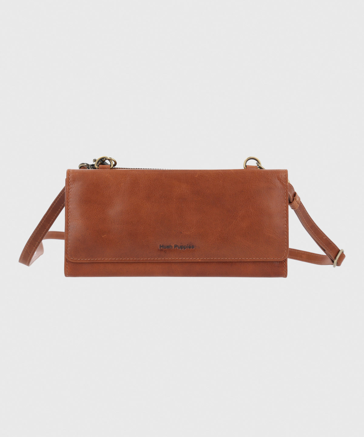 Billetera Cuero Mujer Om Farrow Strap Café Hush Puppies