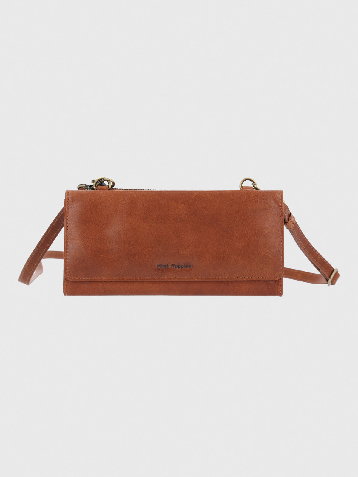 Billetera Cuero Mujer Om Farrow Strap Café Hush Puppies