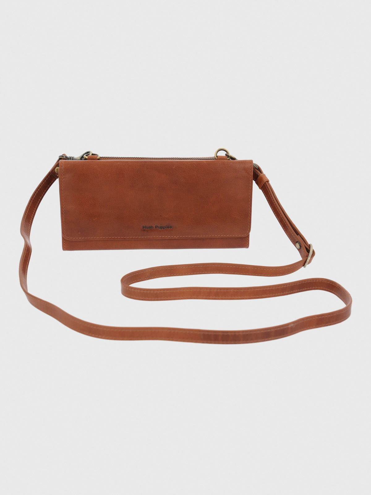 Billetera Cuero Mujer Om Farrow Strap Café Hush Puppies