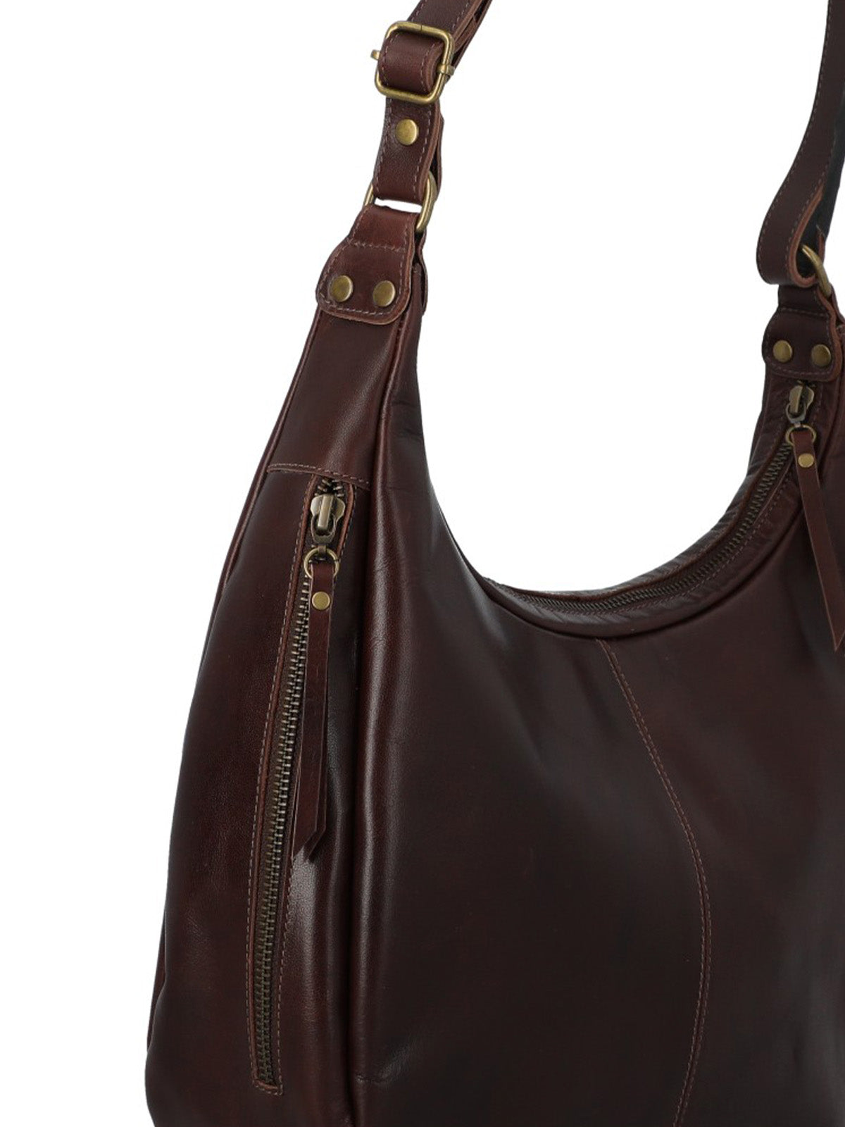 Cartera Cuero Mujer Fatma Hobo Café