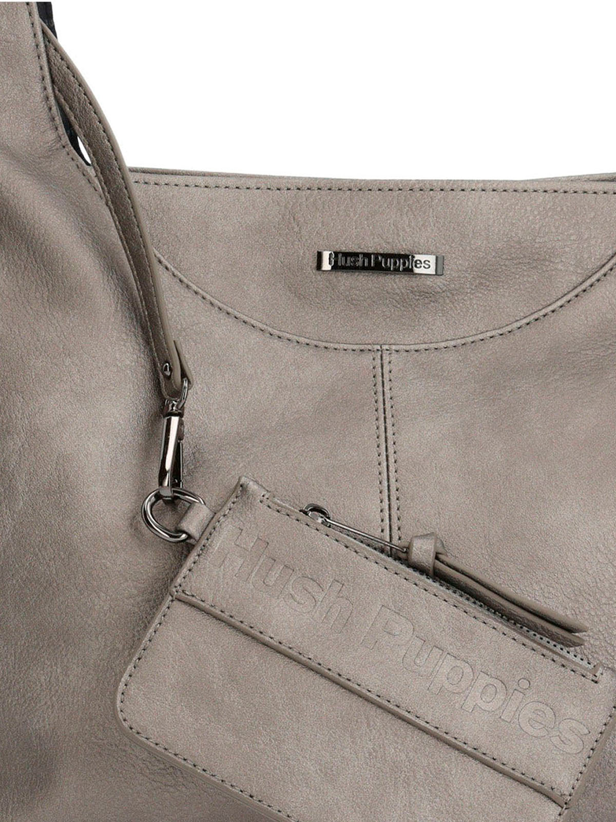 Cartera Ecocuero Mujer Metal Hobo Metalizado Hush Puppies