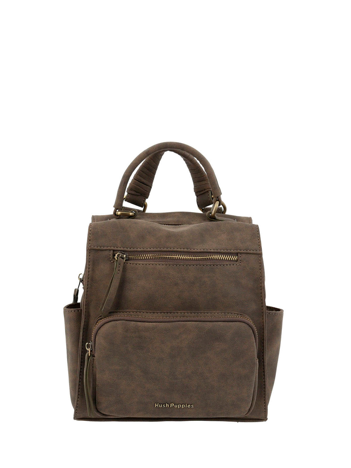 Cartera Mochila Ecocuero Mujer Dated  Backbag Café Hush Puppies