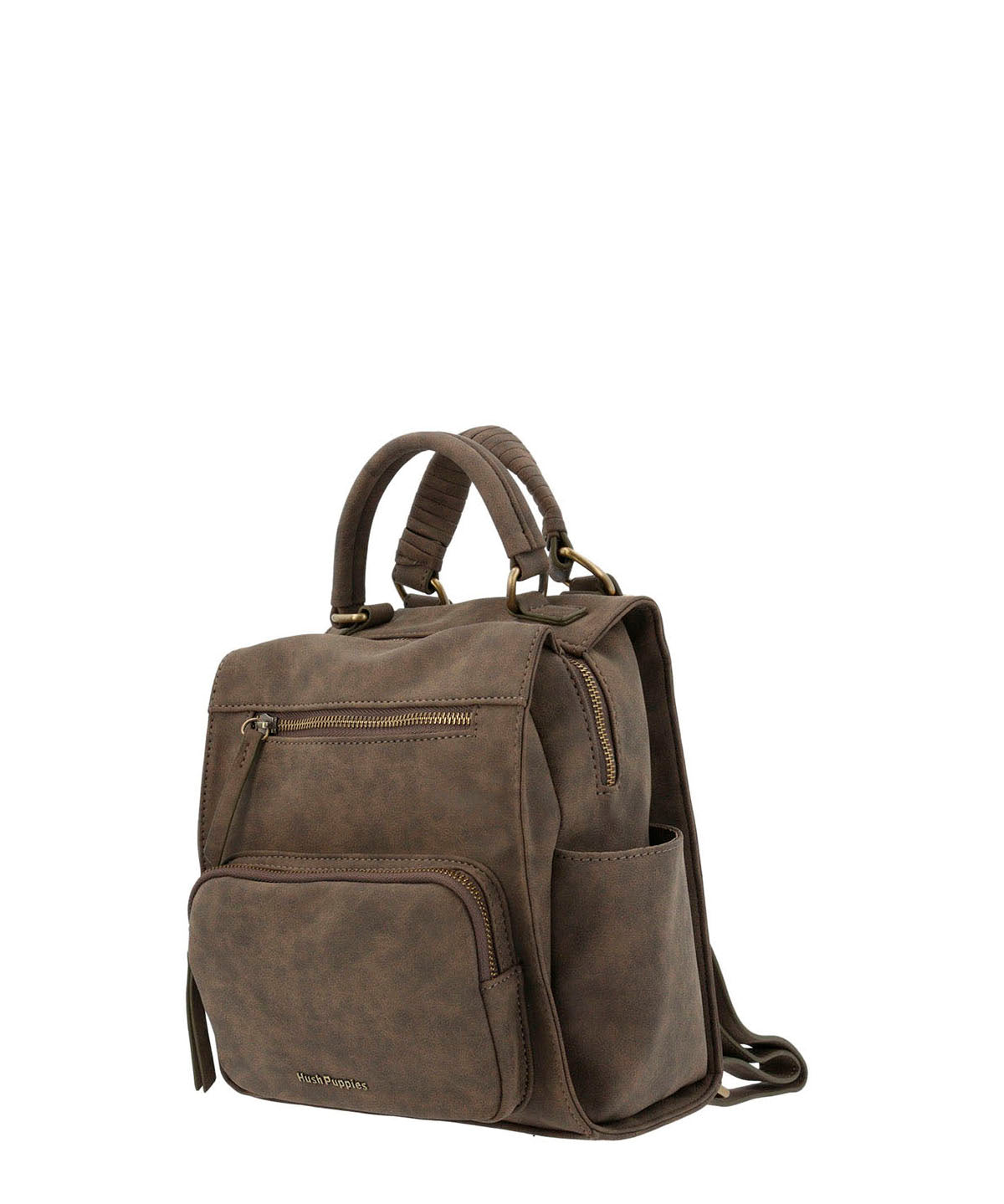 Cartera Mochila Ecocuero Mujer Dated  Backbag Café Hush Puppies
