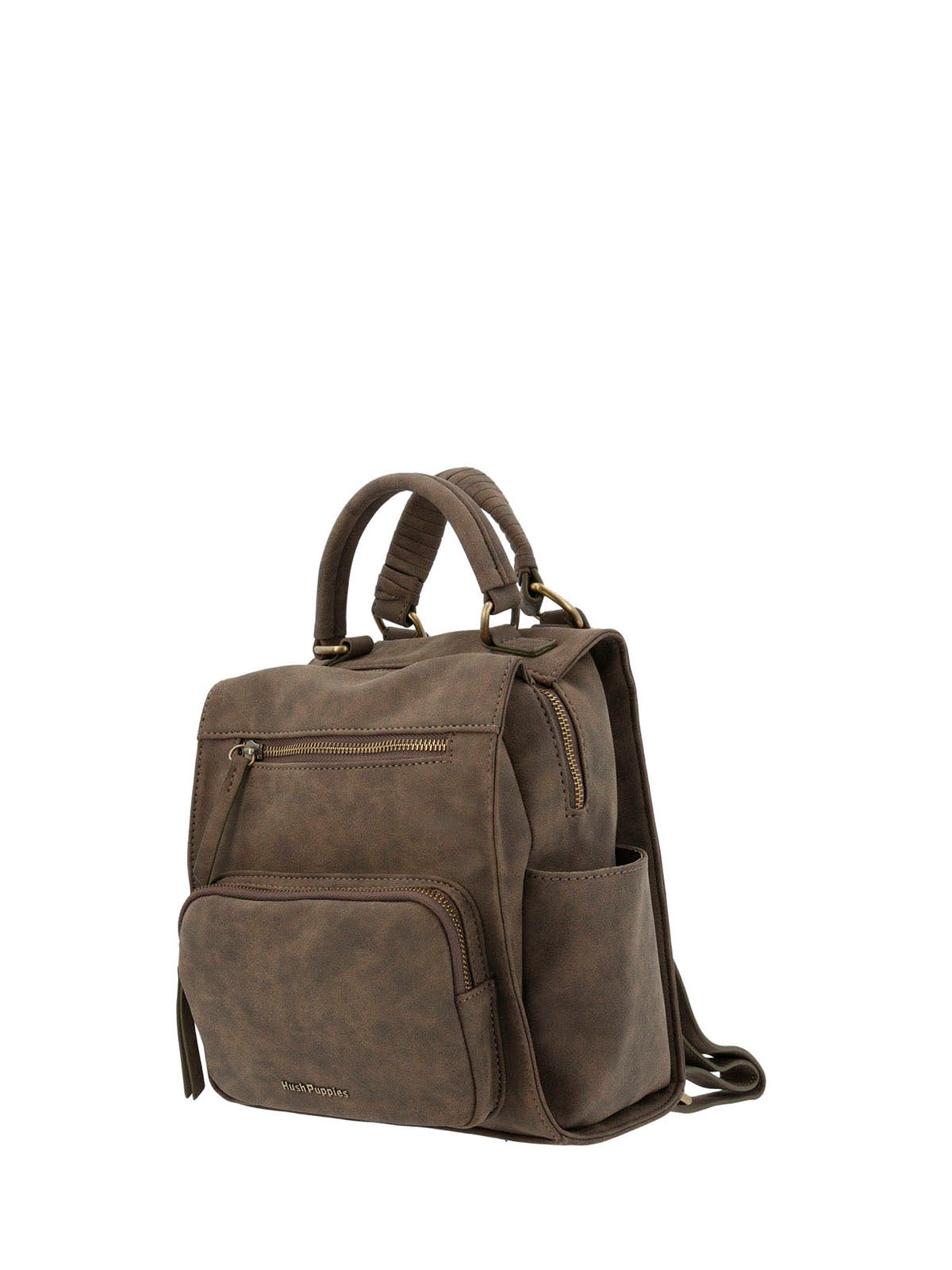 Cartera Mochila Ecocuero Mujer Dated  Backbag Café Hush Puppies