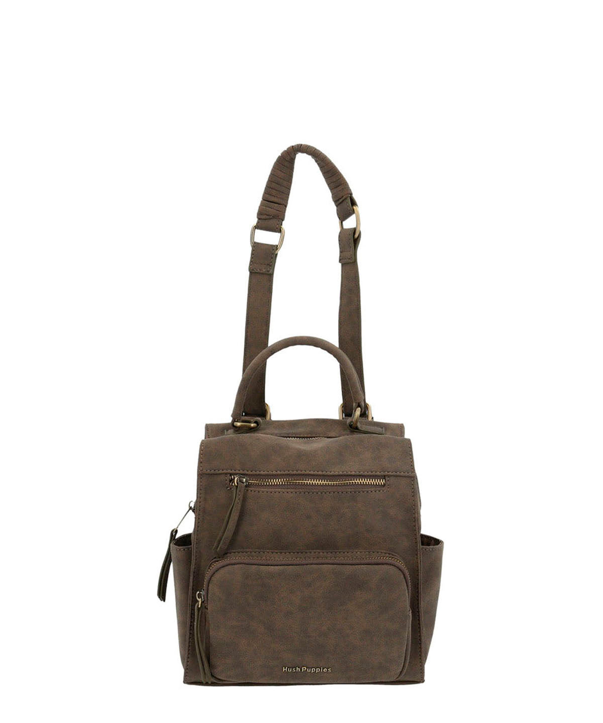 Cartera Mochila Ecocuero Mujer Dated  Backbag Café Hush Puppies