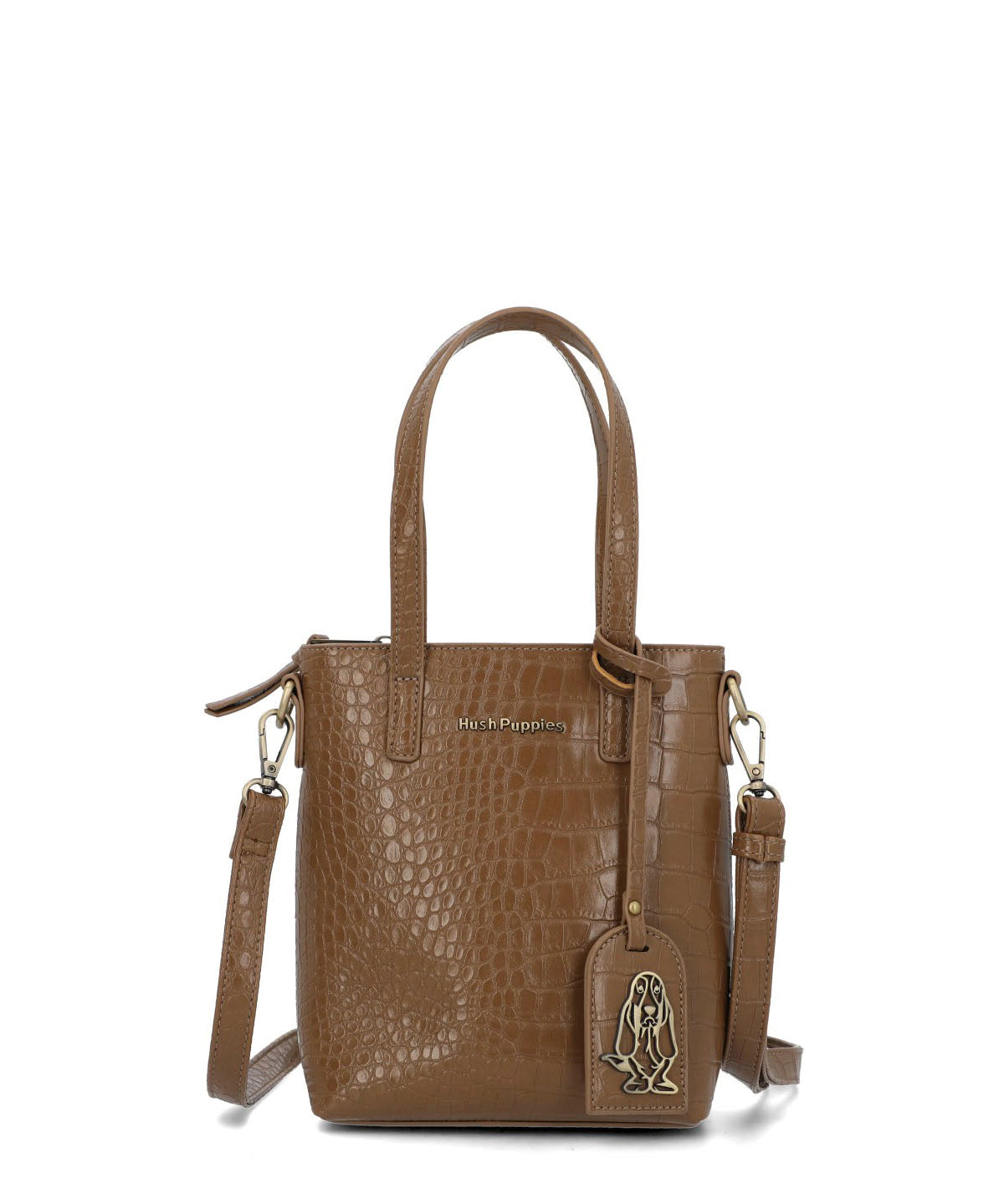 Cartera Ecocuero Mujer Croco Cross Café Hush Puppies