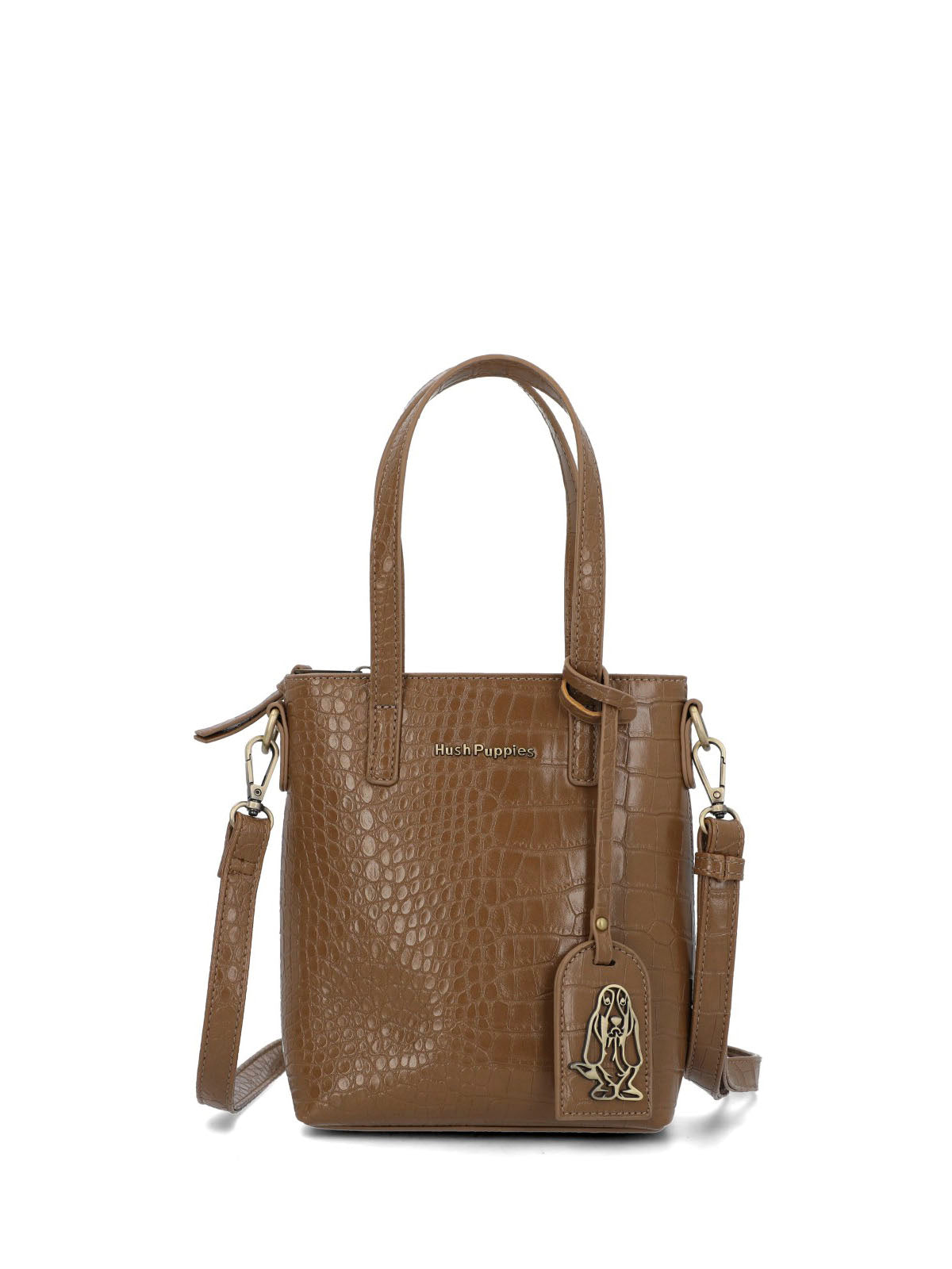 Cartera Ecocuero Mujer Croco Cross Café Hush Puppies