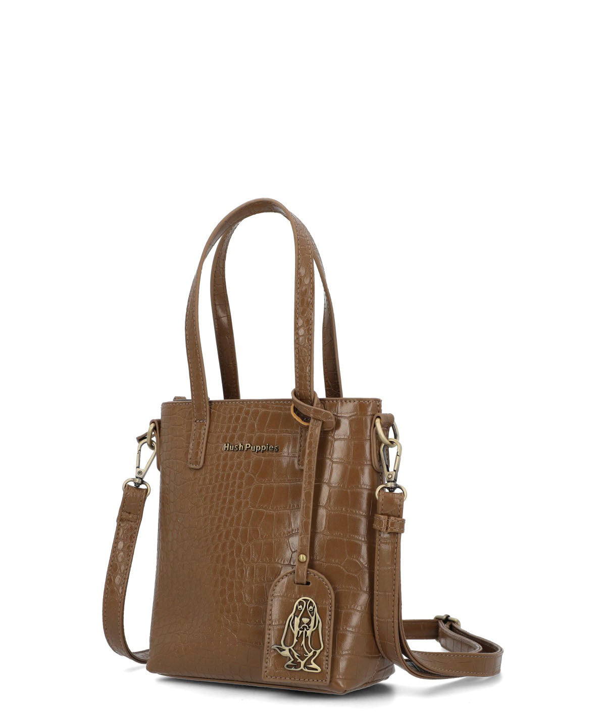 Cartera Ecocuero Mujer Croco Cross Café Hush Puppies