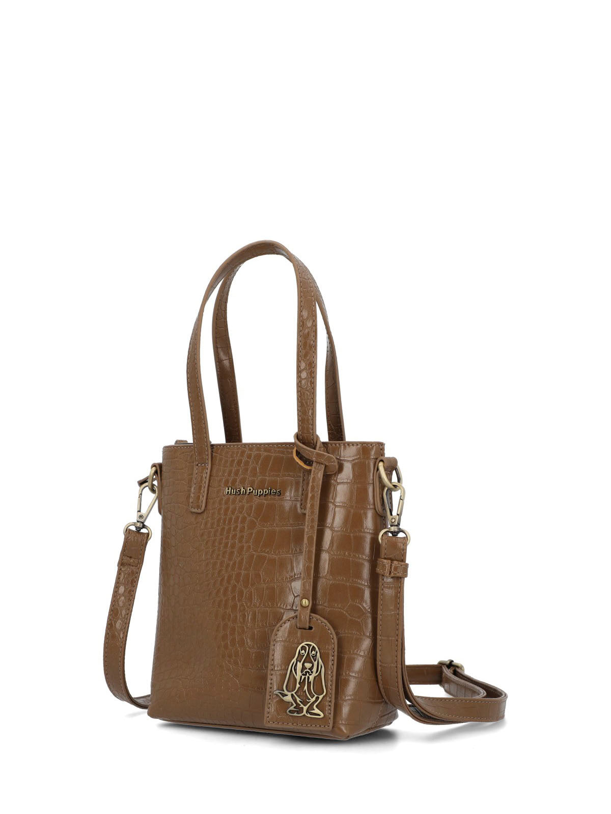 Cartera Ecocuero Mujer Croco Cross Café Hush Puppies