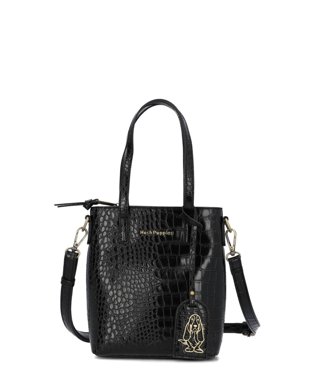 Cartera Ecocuero Mujer Croco Cross Negro Hush Puppies