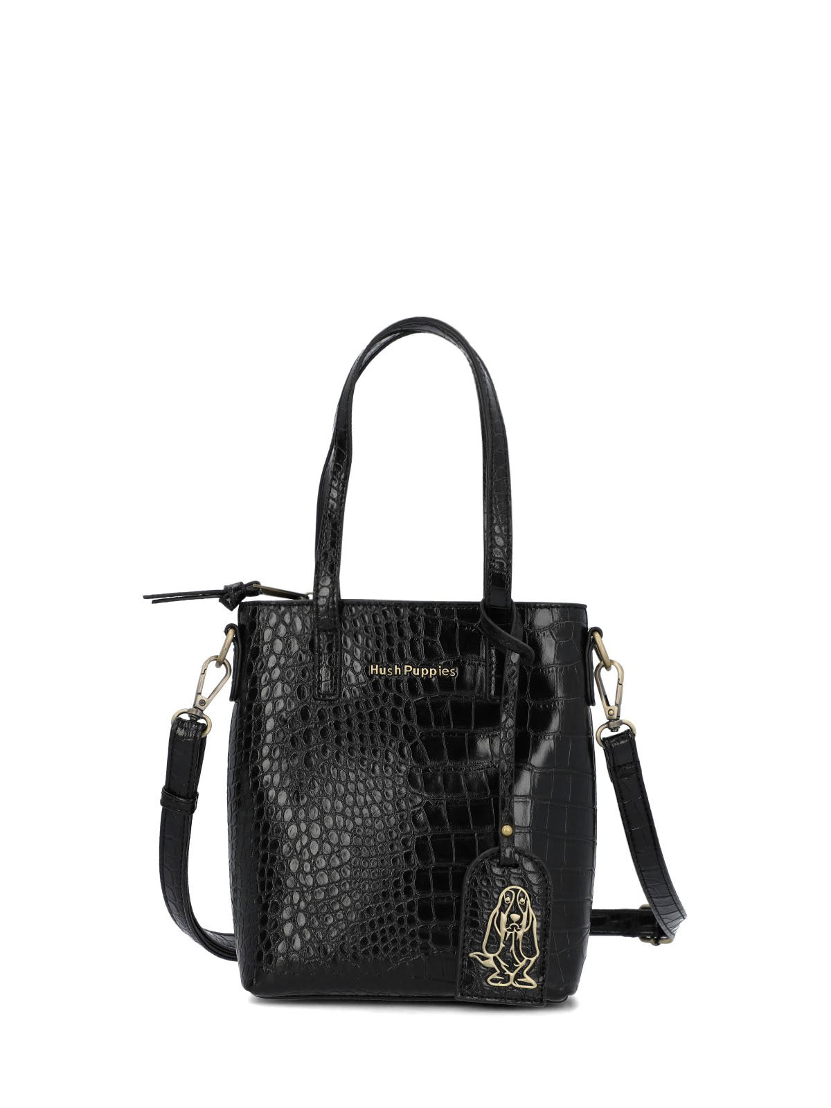 Cartera Ecocuero Mujer Croco Cross Negro Hush Puppies