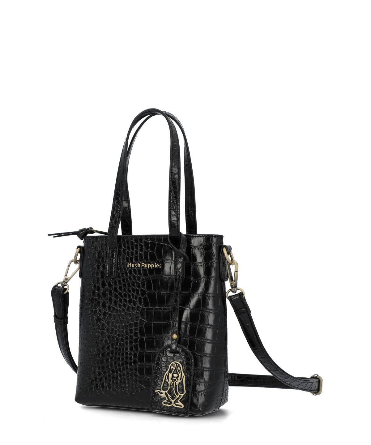Cartera Ecocuero Mujer Croco Cross Negro Hush Puppies