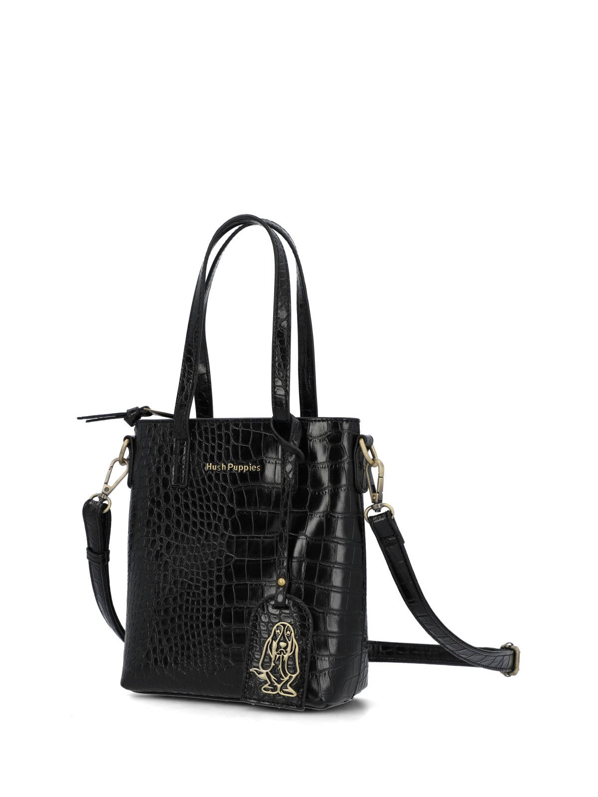 Cartera Ecocuero Mujer Croco Cross Negro Hush Puppies