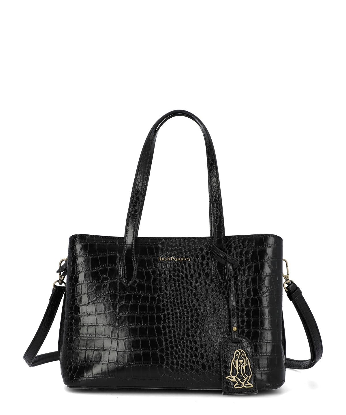 Cartera Ecocuero Mujer Croco Bag Negro Hush Puppies
