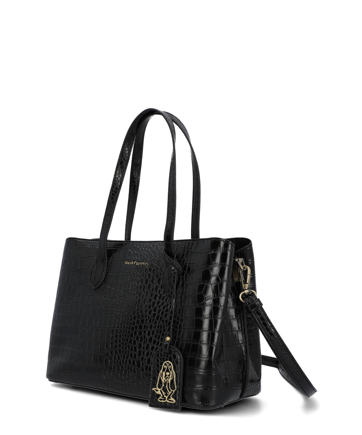 Cartera Ecocuero Mujer Croco Bag Negro Hush Puppies
