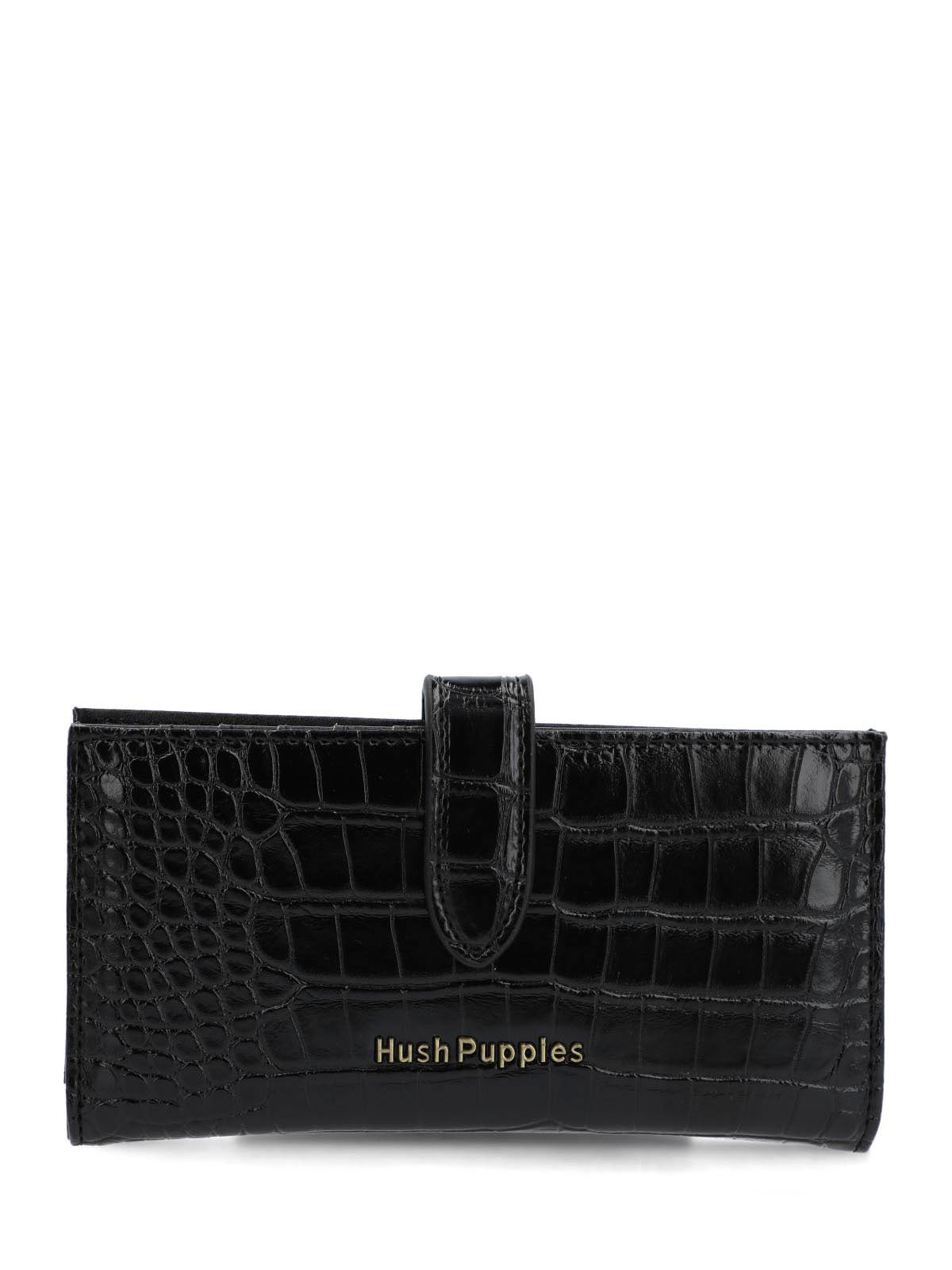 Billetera Ecocuero Mujer Croco Negro Hush Puppies