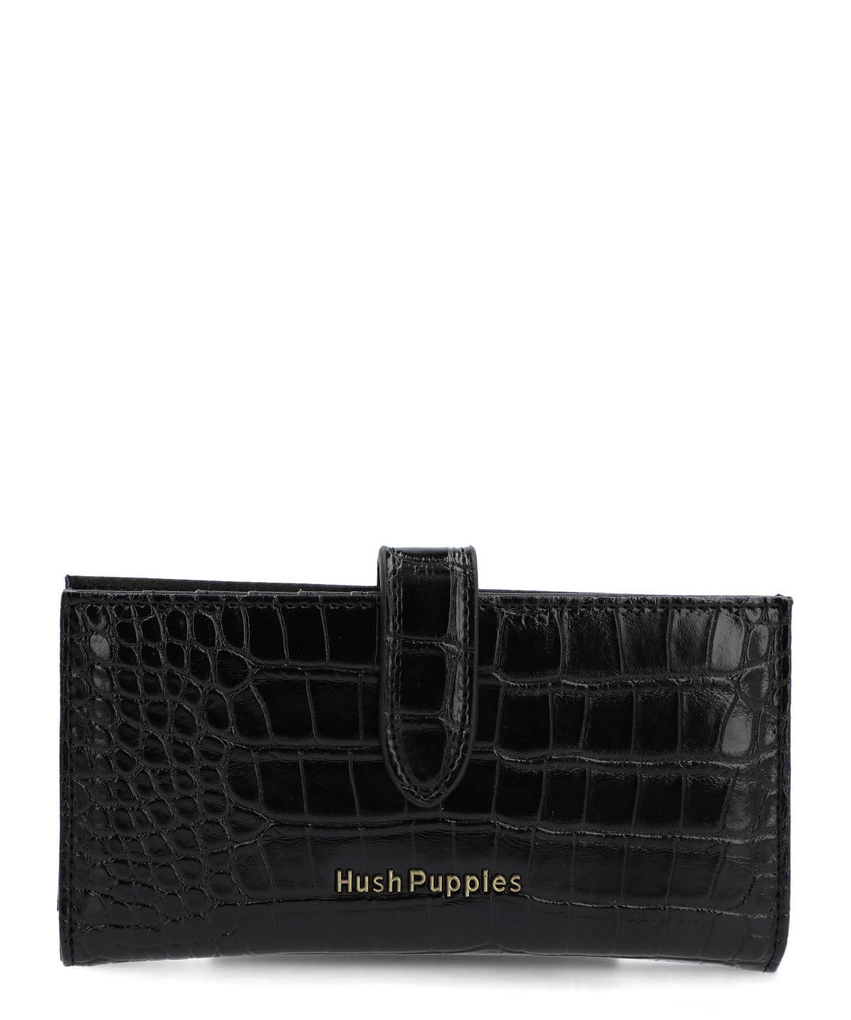 Billetera Ecocuero Mujer Croco Negro Hush Puppies
