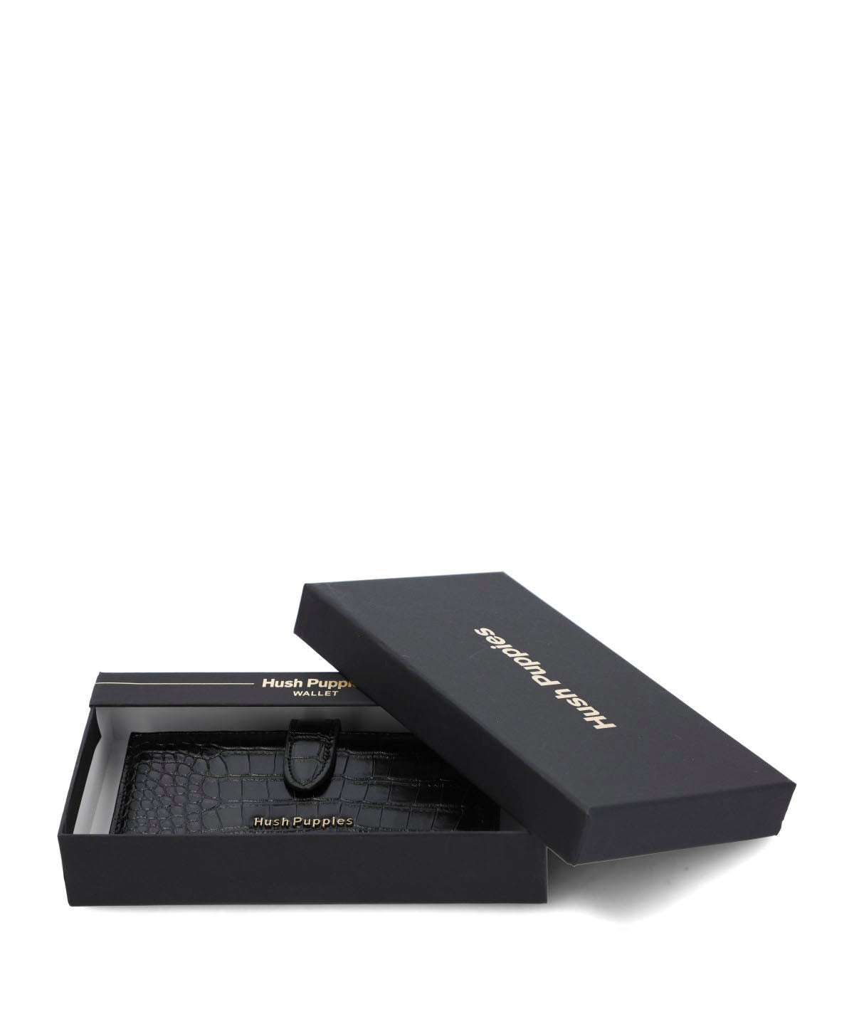 Billetera Ecocuero Mujer Croco Negro Hush Puppies